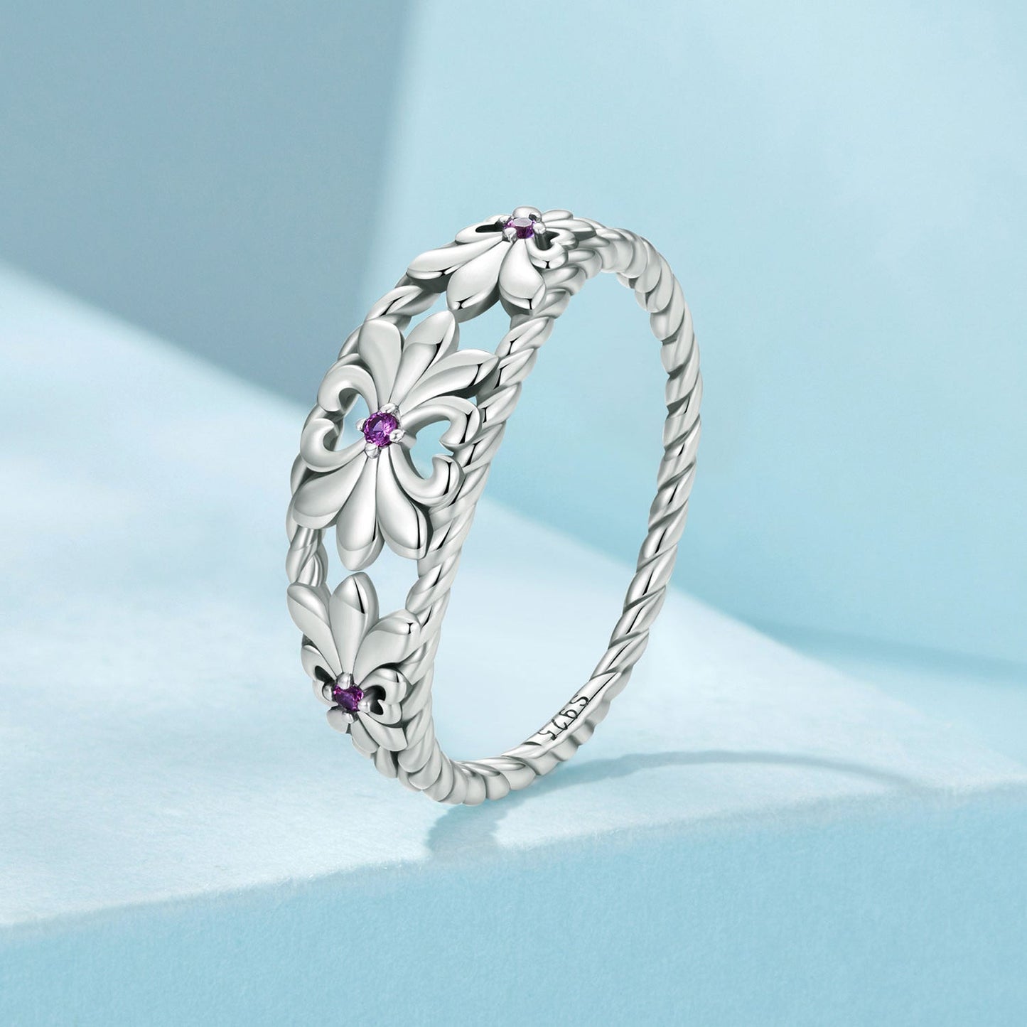 Bague en argent sterling 925 oxydé avec pavé de CZ pour femmes