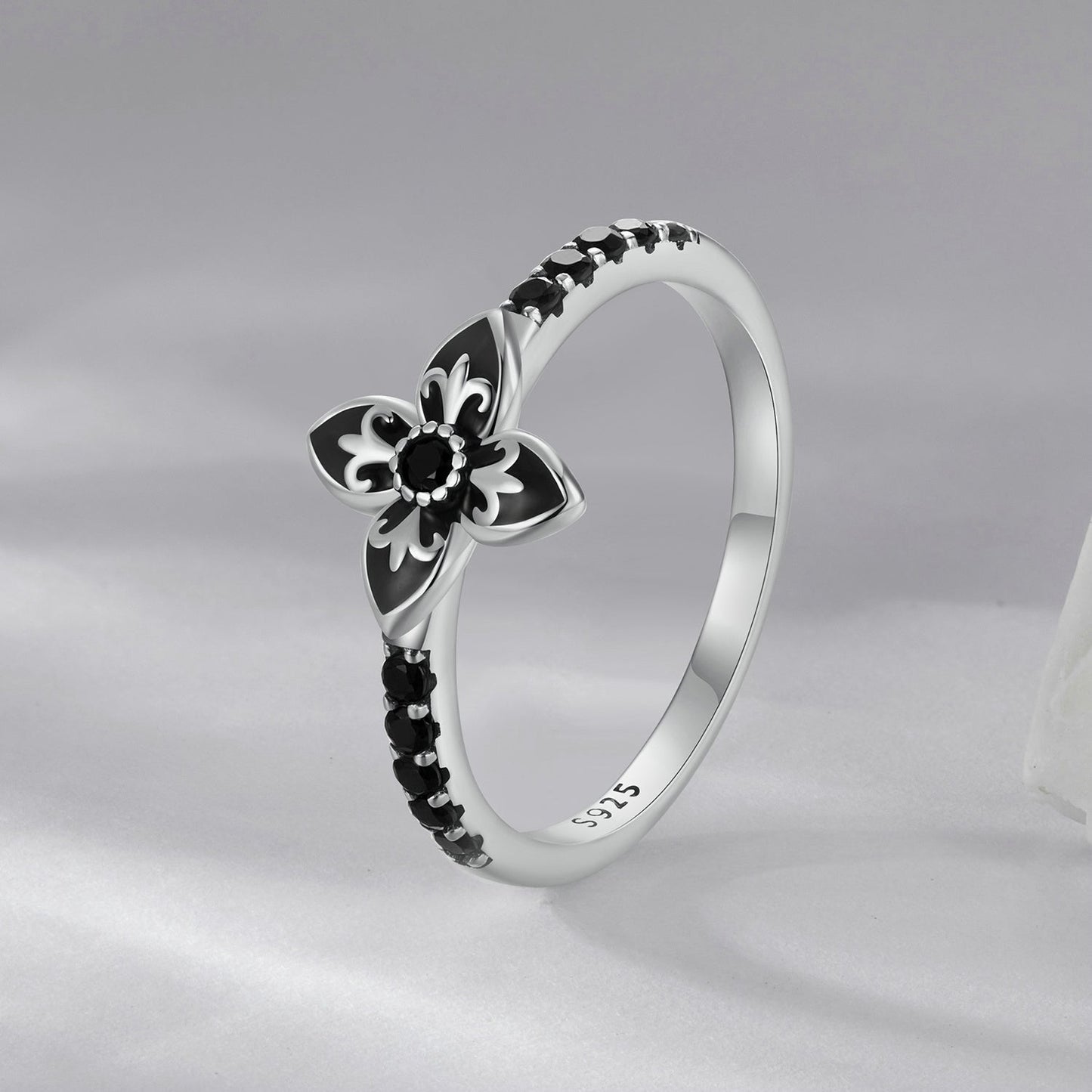 925 Sterling Silver Enamel Pendant Ring for Women