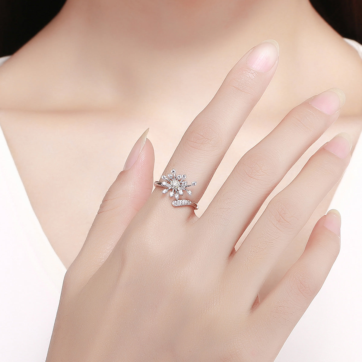 Bague de fiançailles élégante en argent sterling 925 avec CZ