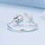 925 Sterling Silver Oxidized Flower Design Ring with Pavé CZ