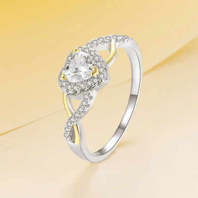 Elegant 925 Sterling Silver & White Gold CZ Ring for Women - Size 7.0