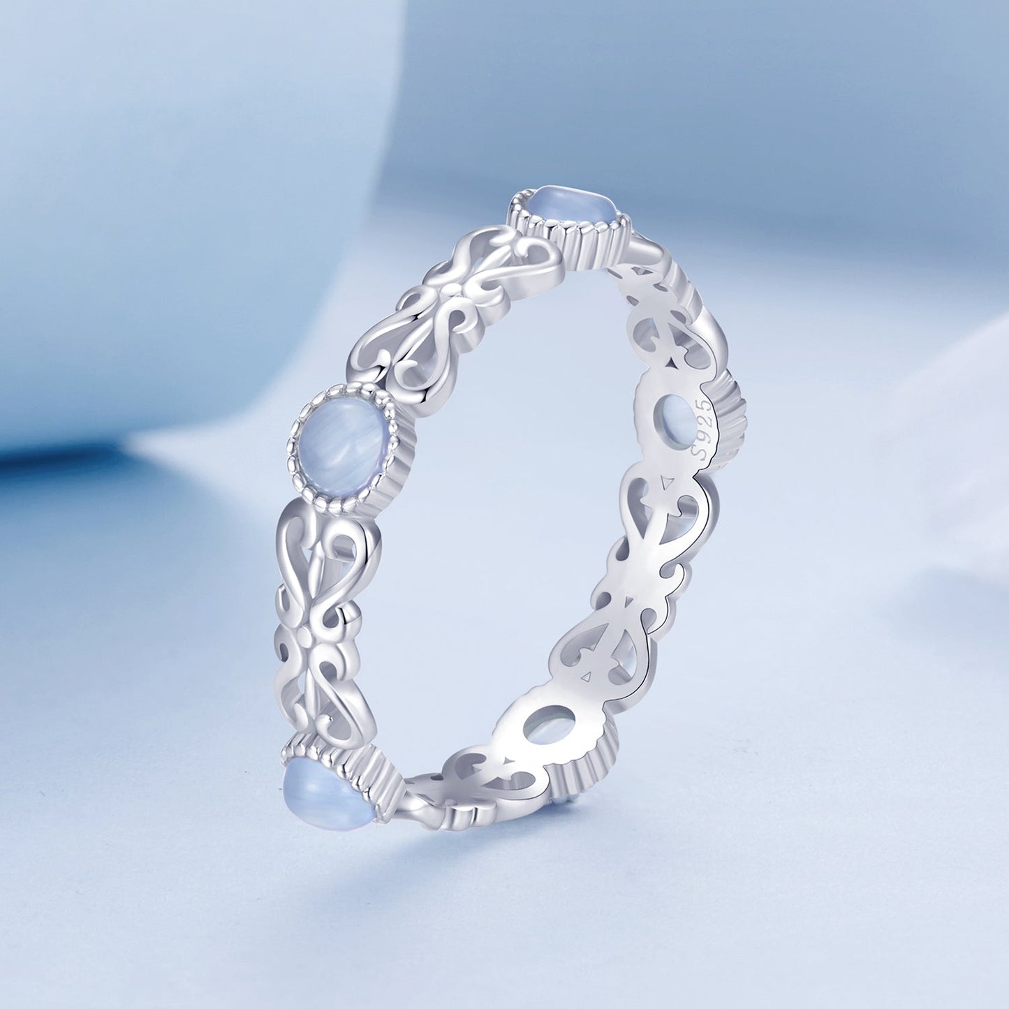 Bague en argent sterling S925 plaquée platine de 4 mm pour femmes - Taille 6.0