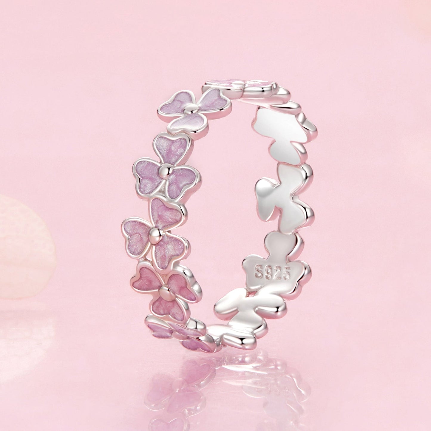 Anillo de plata esterlina 925 con esmalte y chapado en platino - Talla 6
