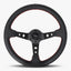 The Daytona Steering Wheel | Black Leather with Red Stitching - Korvel