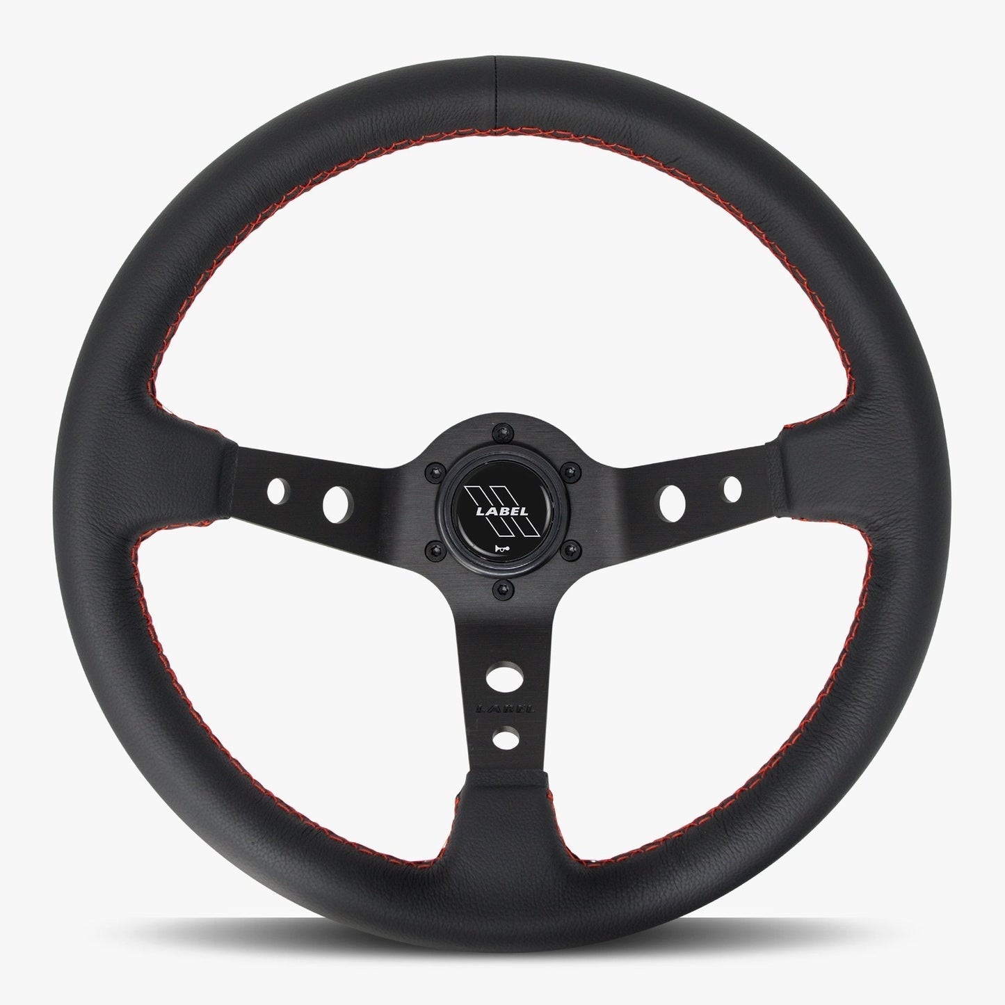 The Daytona Steering Wheel | Black Leather with Red Stitching - Korvel