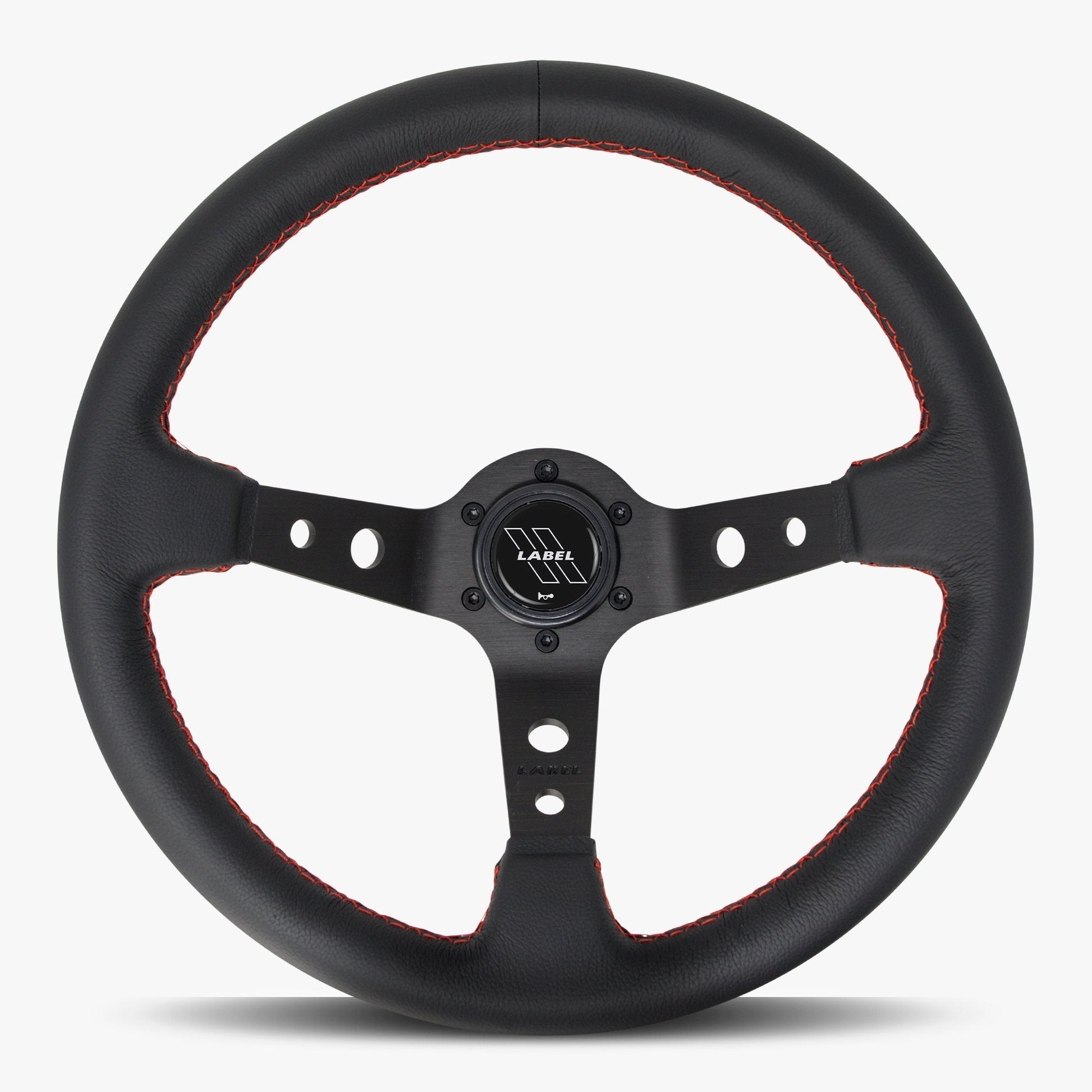 The Daytona Steering Wheel | Black Leather with Red Stitching - Korvel