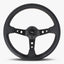 The Daytona Steering Wheel | Premium Black Leather & White Stitching - Korvel