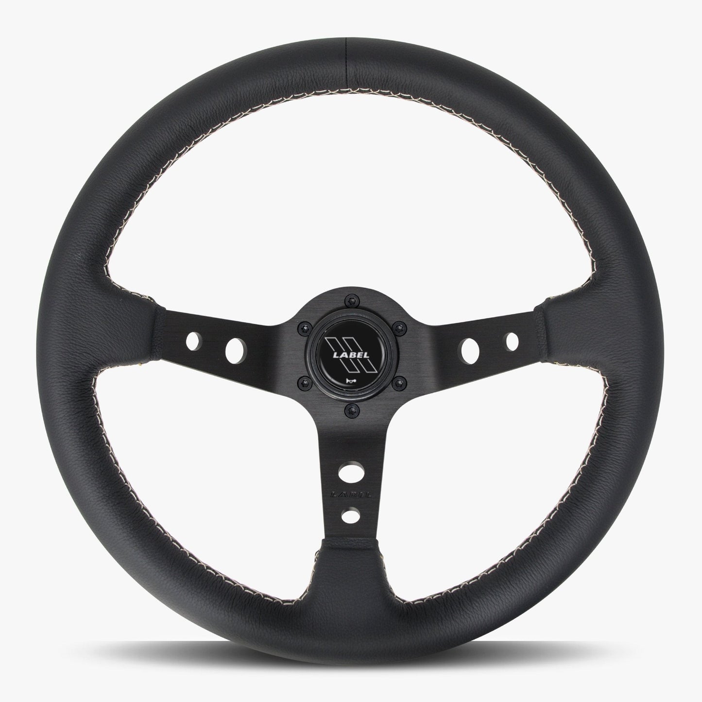 The Daytona Steering Wheel | Premium Black Leather & White Stitching - Korvel