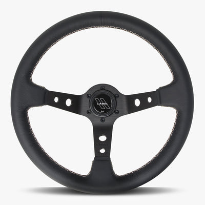 The Daytona Steering Wheel | Premium Black Leather & White Stitching - Korvel