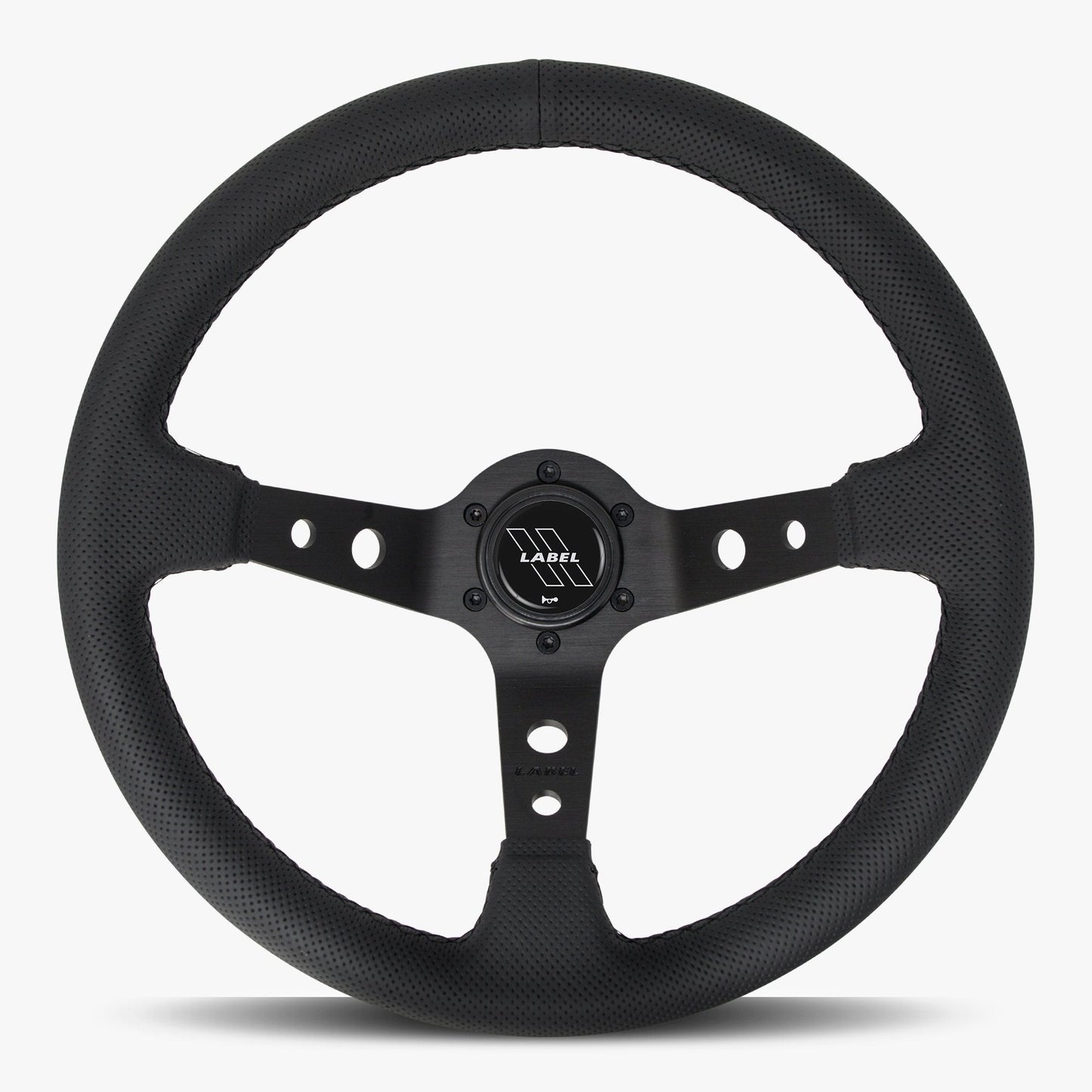 The Daytona Steering Wheel | Premium Black Perforated Leather | Sleek Black Spoke Design - Korvel