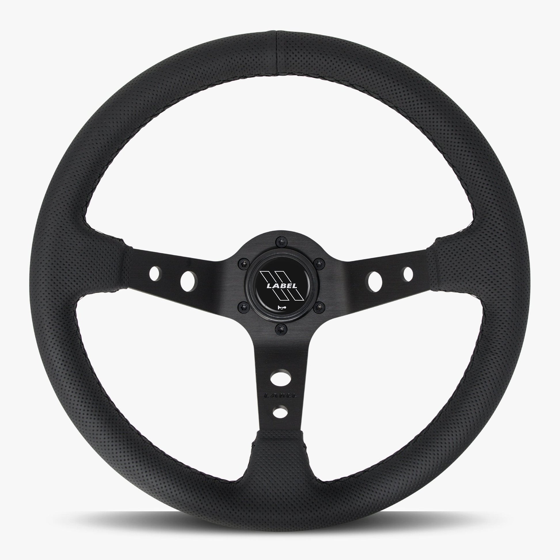 The Daytona Steering Wheel | Premium Black Perforated Leather | Sleek Black Spoke Design - Korvel