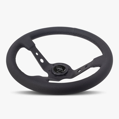 The Daytona Steering Wheel | Premium Black Perforated Leather | Sleek Black Spoke Design - Korvel