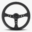 The Daytona Steering Wheel | Premium Black Perforated Leather | Sleek Black Spoke with White Stitching - Korvel