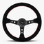 The Daytona Steering Wheel | Black Alcantara with Red Stitching - Korvel