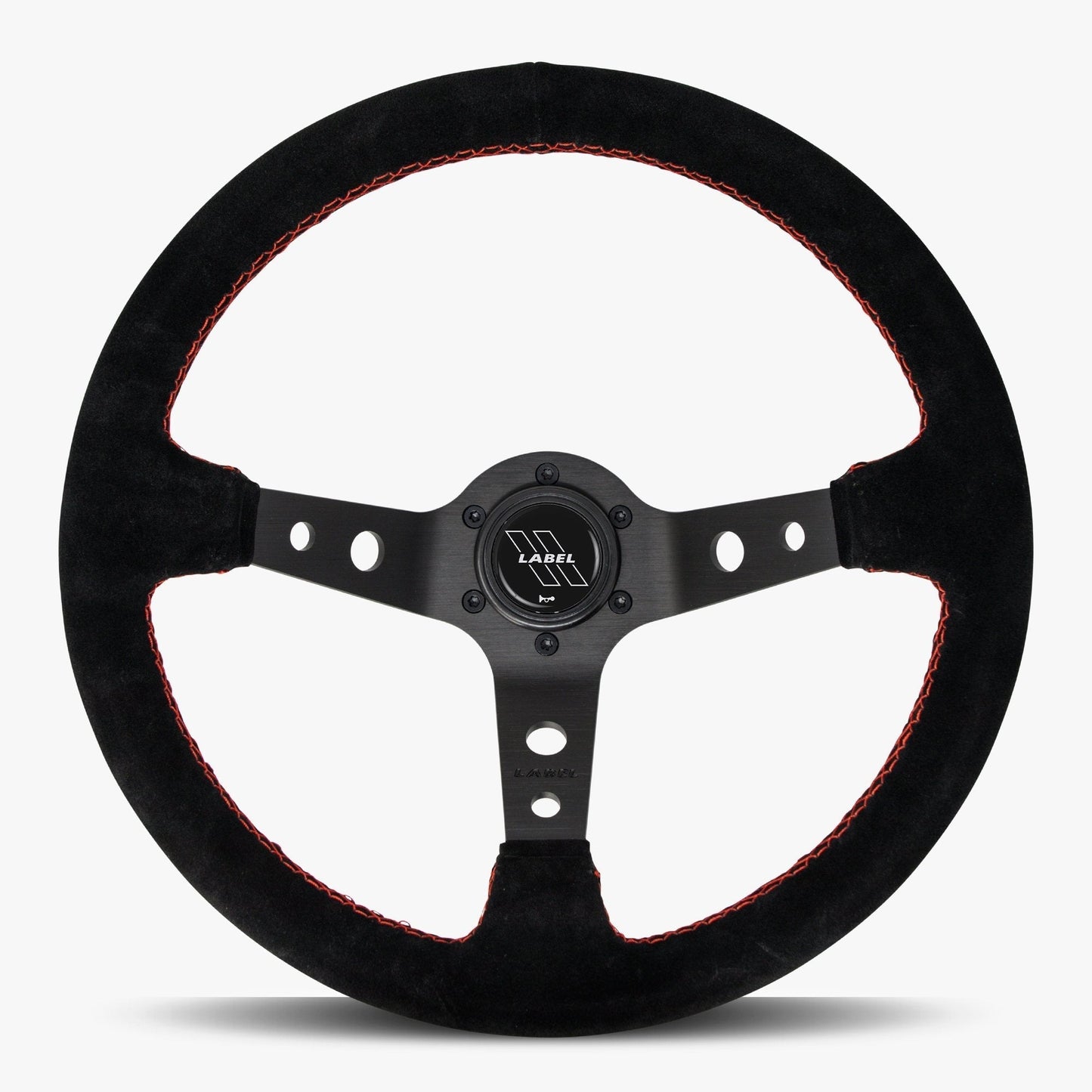 The Daytona Steering Wheel | Black Alcantara with Red Stitching - Korvel