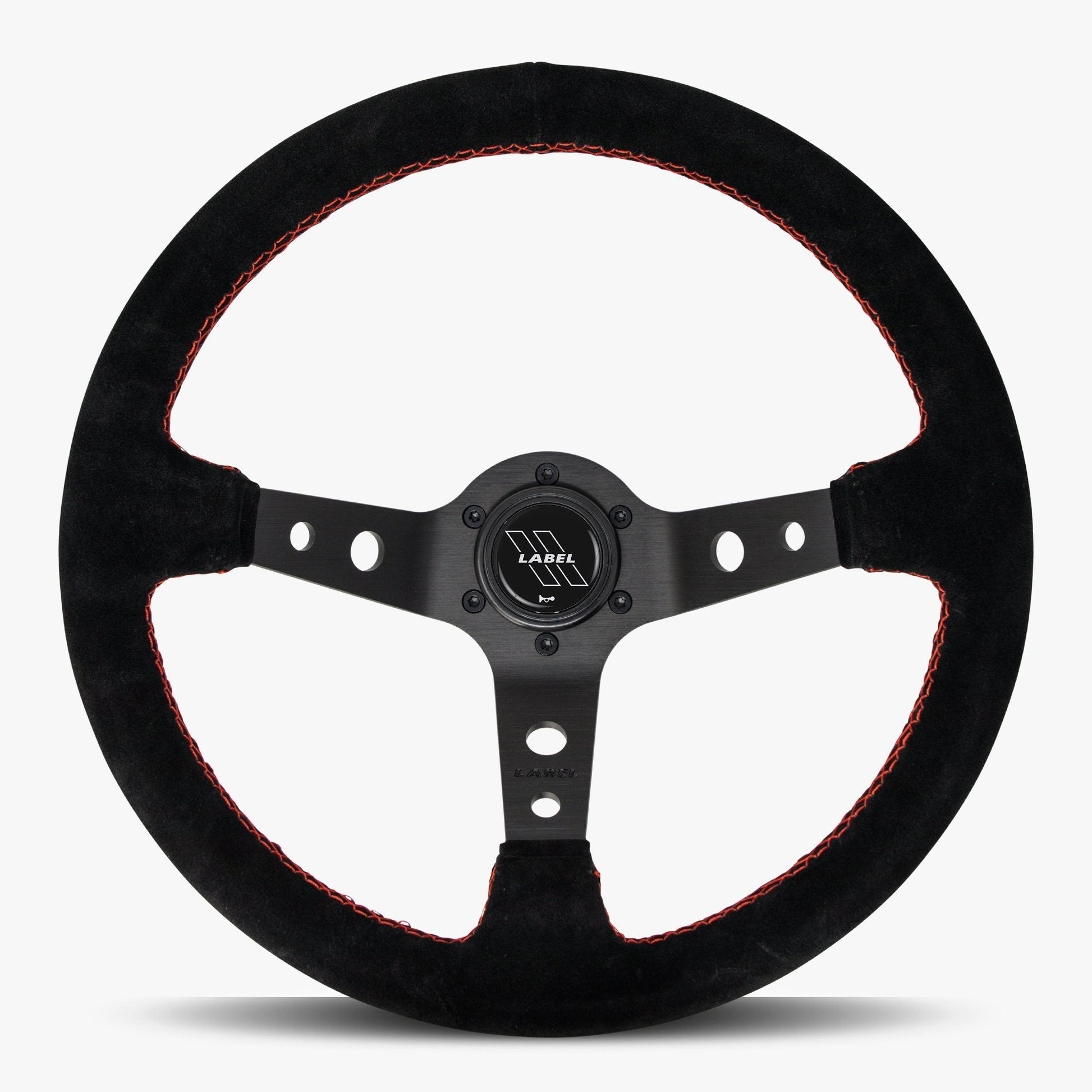 The Daytona Steering Wheel | Black Alcantara with Red Stitching - Korvel