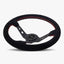 The Daytona Steering Wheel | Black Alcantara with Red Stitching - Korvel