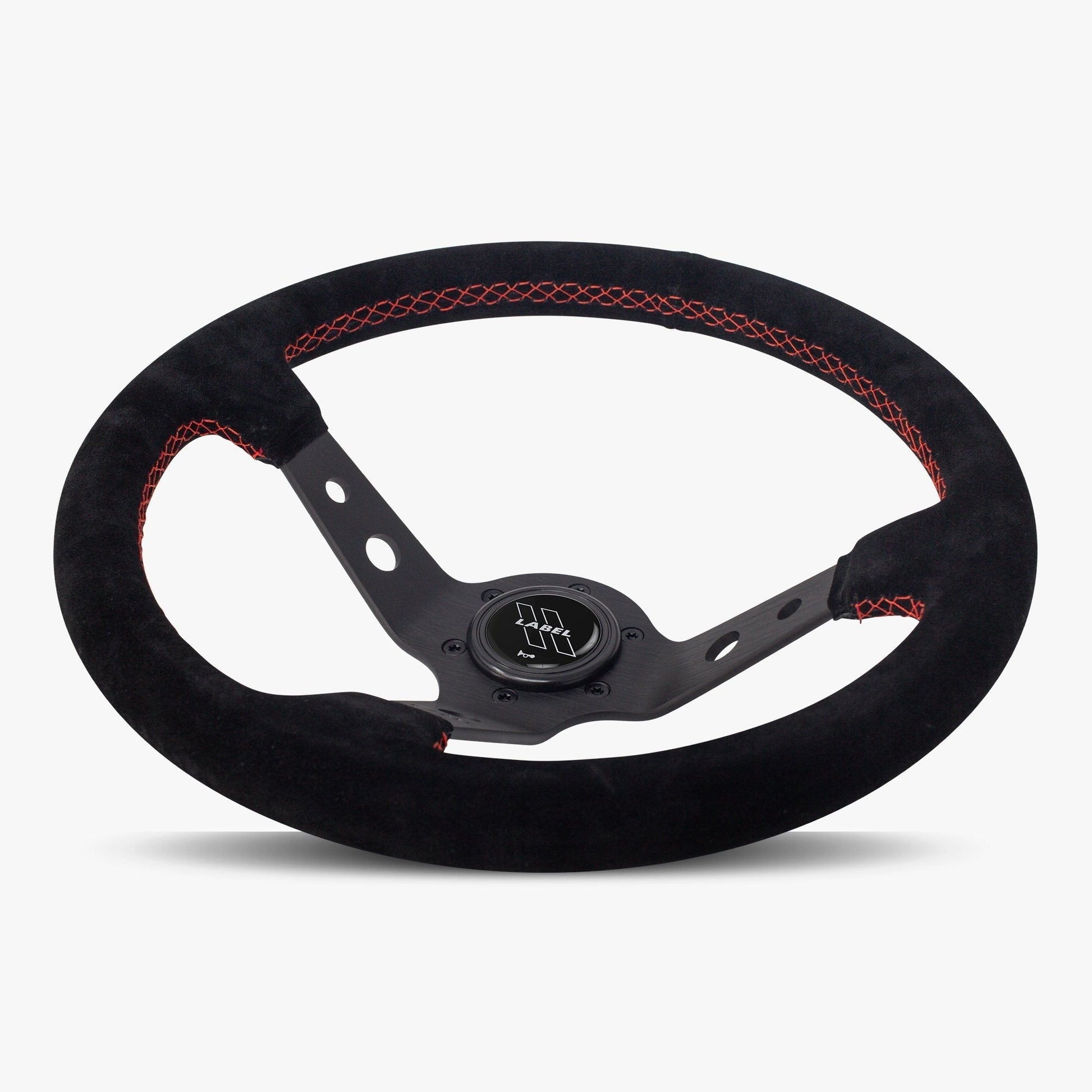 The Daytona Steering Wheel | Black Alcantara with Red Stitching - Korvel