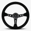 The Daytona Steering Wheel | Black Alcantara & White Stitching - Korvel