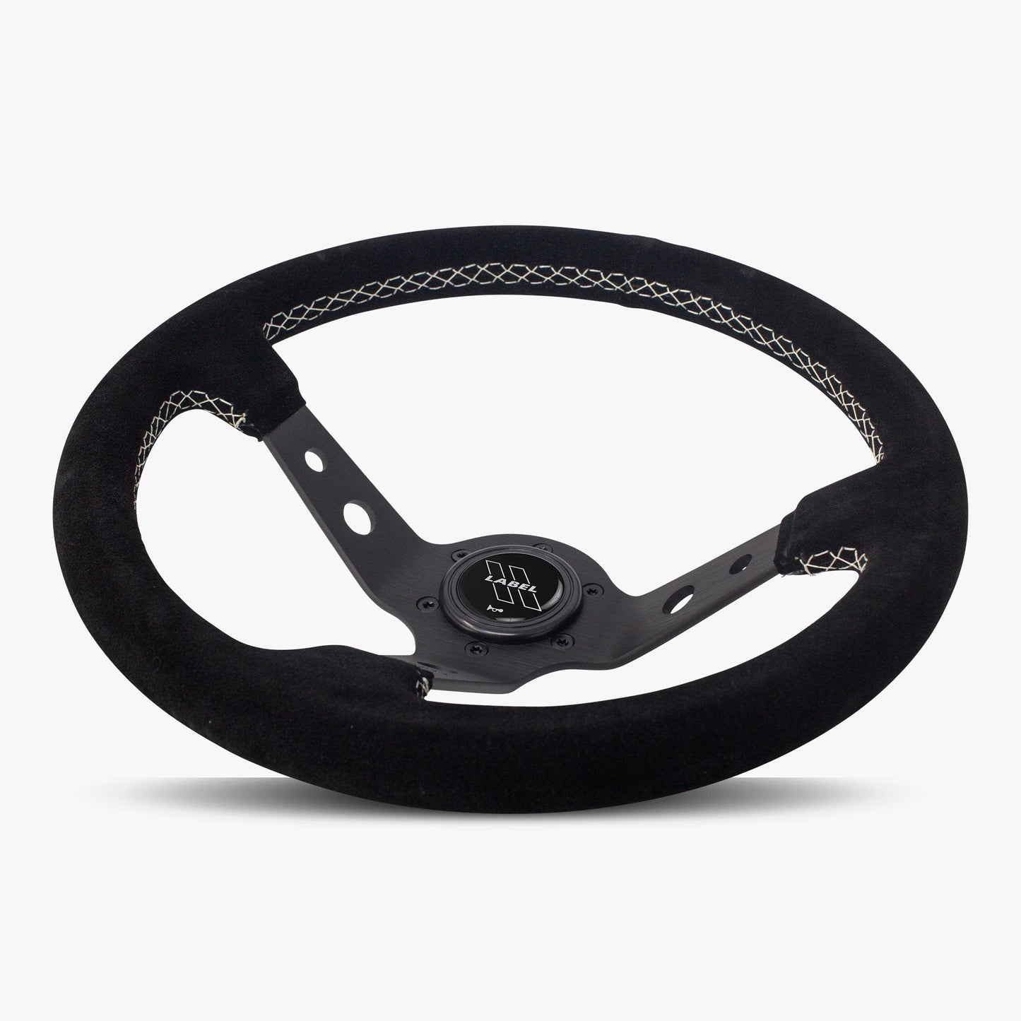 The Daytona Steering Wheel | Black Alcantara & White Stitching - Korvel