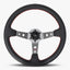 The Daytona Steering Wheel | Black Leather | Graphite Spokes | Red Stitching - Korvel