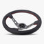 The Daytona Steering Wheel | Black Leather | Graphite Spokes | Red Stitching - Korvel