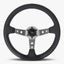 The Daytona Steering Wheel | Black Perforated Leather | Graphite Spokes | Bavarian Stitch Design - Korvel