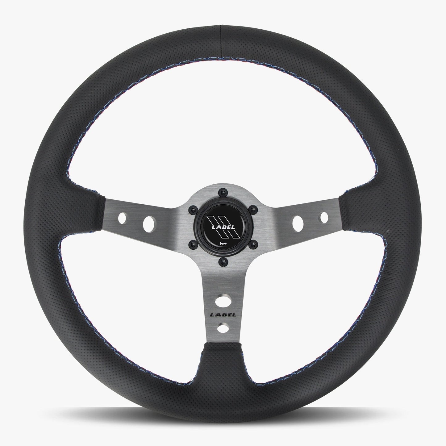 The Daytona Steering Wheel | Black Perforated Leather | Graphite Spokes | Bavarian Stitch Design - Korvel