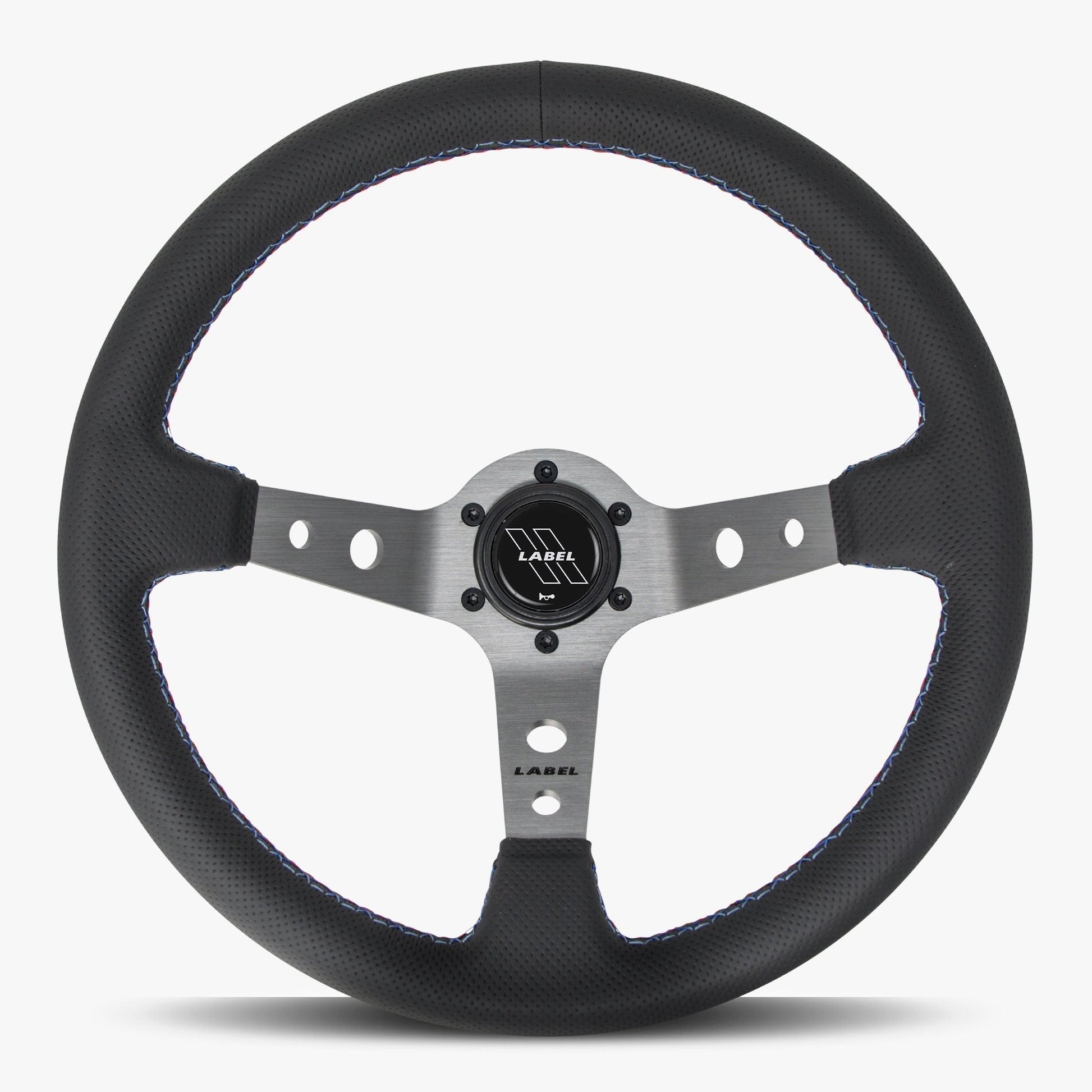 The Daytona Steering Wheel | Black Perforated Leather | Graphite Spokes | Bavarian Stitch Design - Korvel