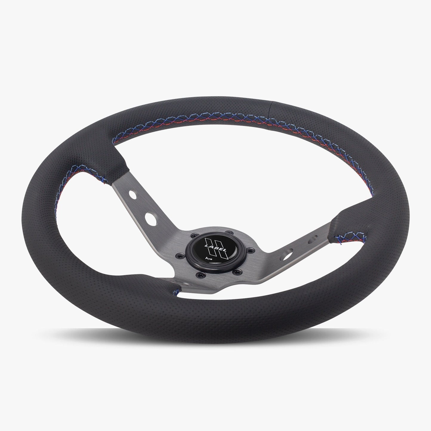 The Daytona Steering Wheel | Black Perforated Leather | Graphite Spokes | Bavarian Stitch Design - Korvel