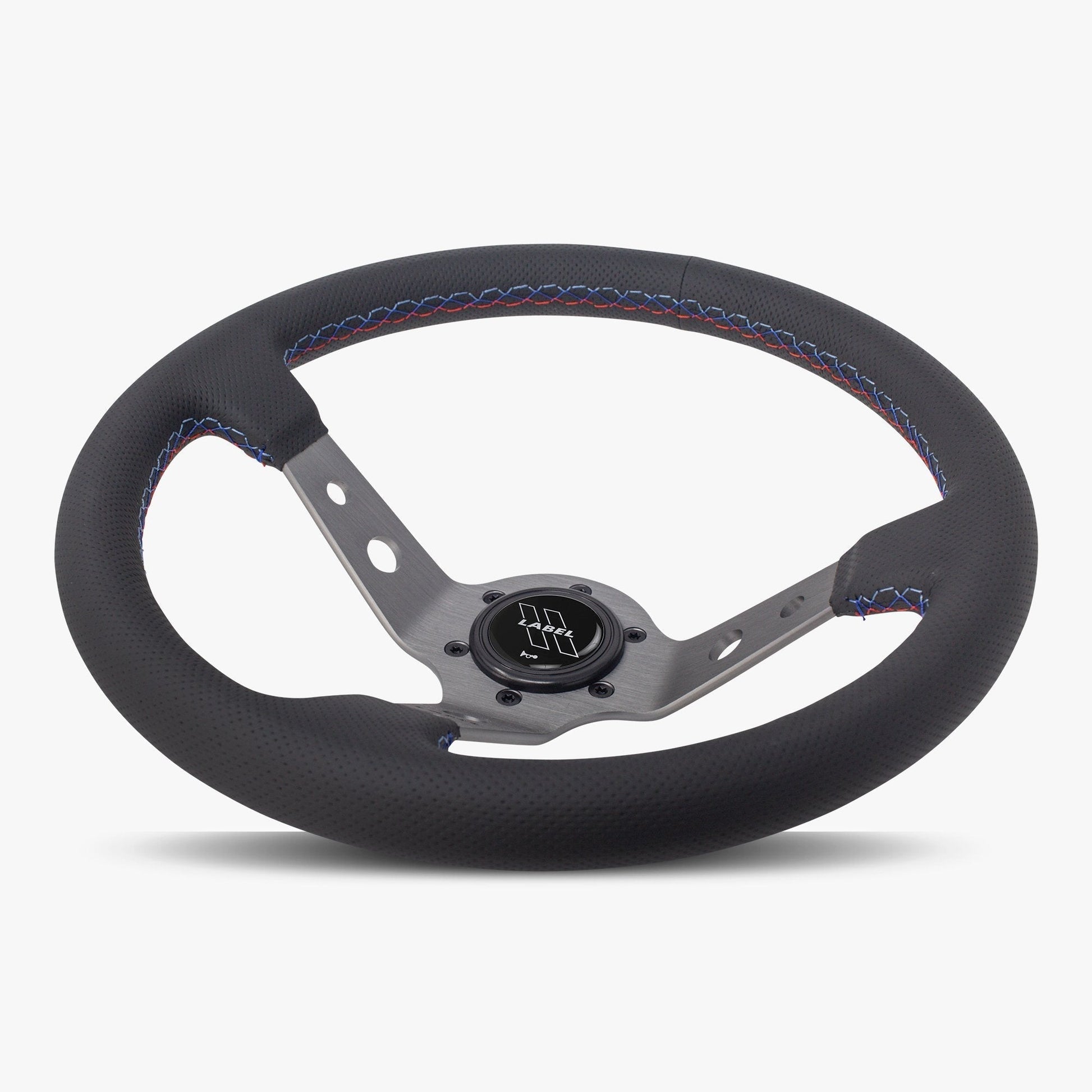 The Daytona Steering Wheel | Black Perforated Leather | Graphite Spokes | Bavarian Stitch Design - Korvel