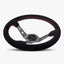 The Daytona Steering Wheel | Black Alcantara with Graphite Spokes & Red Stitching - Korvel