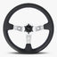 The Daytona Steering Wheel | Black Leather & Silver Spokes | Bavarian Stitch Design - Korvel
