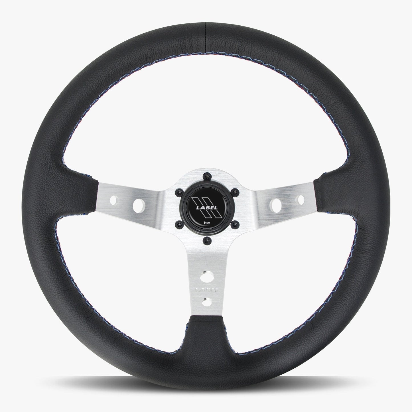 The Daytona Steering Wheel | Black Leather & Silver Spokes | Bavarian Stitch Design - Korvel