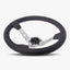 The Daytona Steering Wheel | Black Leather & Silver Spokes | Bavarian Stitch Design - Korvel