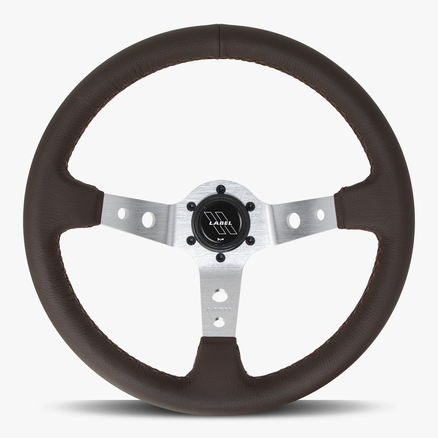 The Daytona Steering Wheel | Luxurious Nappa Brown Leather | Silver Anodized Spokes - Korvel
