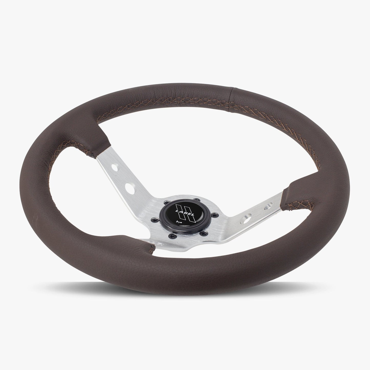 The Daytona Steering Wheel | Luxurious Nappa Brown Leather | Silver Anodized Spokes - Korvel