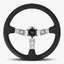 The Daytona Steering Wheel | Black Perforated Leather | Silver Spokes | Black Stitching - Korvel