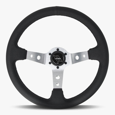 The Daytona Steering Wheel | Black Perforated Leather | Silver Spokes | Black Stitching - Korvel