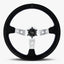 The Daytona Steering Wheel | Black Alcantara & Silver Spokes | Bavarian Stitch Design - Korvel