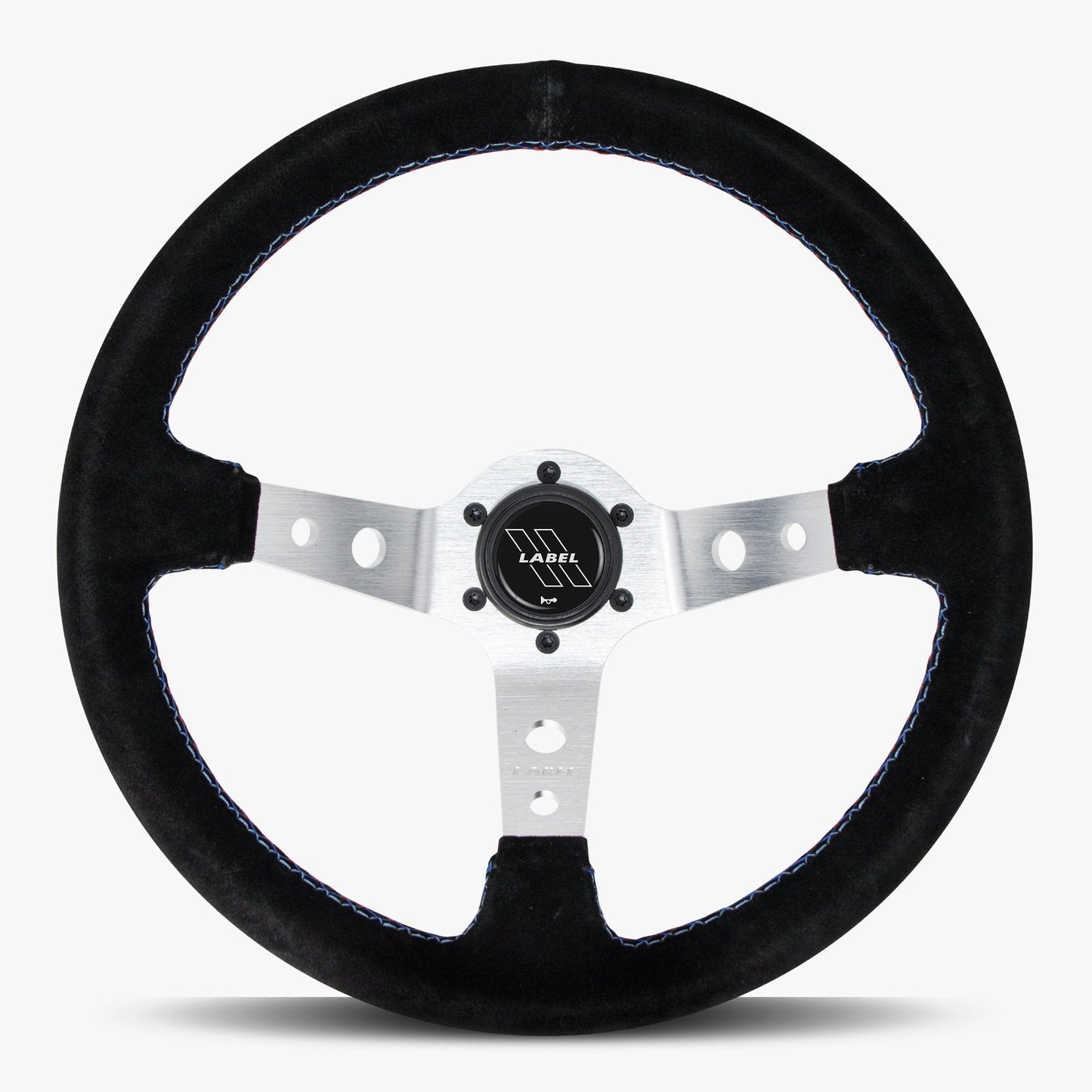 The Daytona Steering Wheel | Black Alcantara & Silver Spokes | Bavarian Stitch Design - Korvel