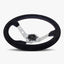 The Daytona Steering Wheel | Black Alcantara & Silver Spokes | Bavarian Stitch Design - Korvel