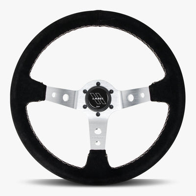 The Daytona Steering Wheel | Black Alcantara Suede & Silver Spoke