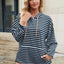 Drawstring Contrast Striped Long Sleeve Hoodie
