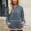Drawstring Contrast Striped Long Sleeve Hoodie