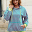 Drawstring Contrast Striped Long Sleeve Hoodie