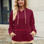 Drawstring Contrast Striped Long Sleeve Hoodie
