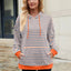Drawstring Contrast Striped Long Sleeve Hoodie