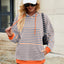 Drawstring Contrast Striped Long Sleeve Hoodie