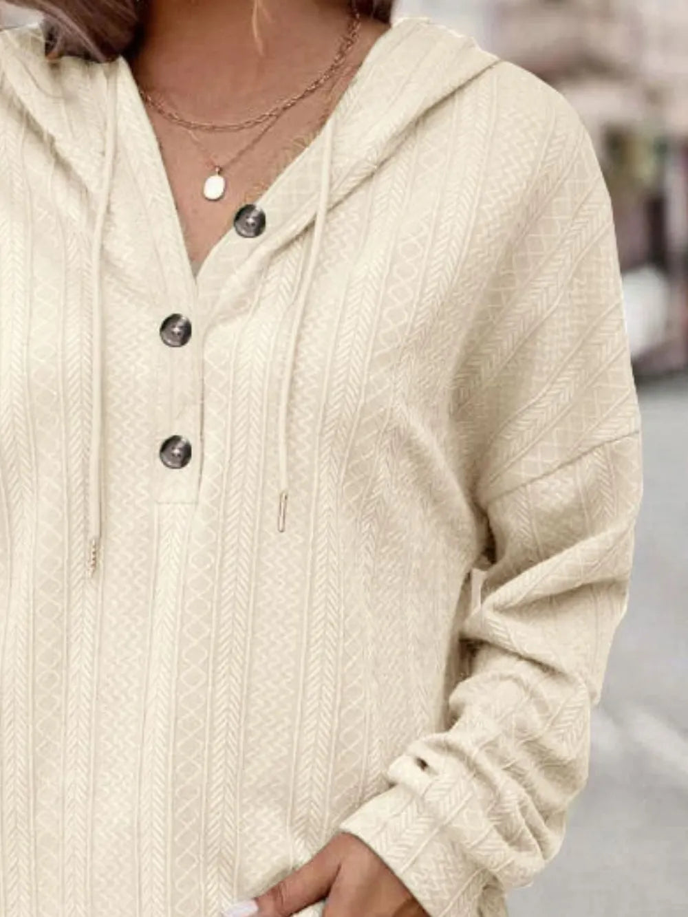 Drawstring Dropped Shoulder Long Sleeve Hoodie - Korvel